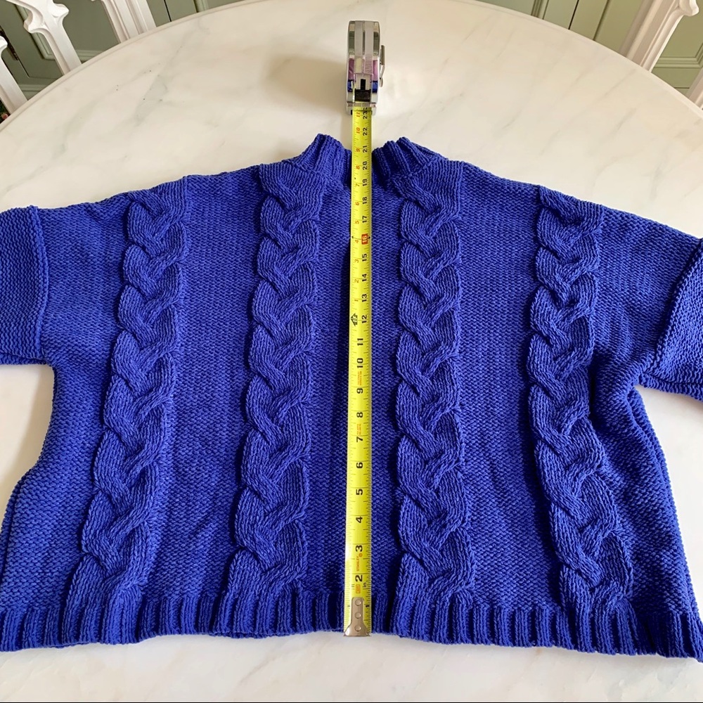 *SOLD* NWOT Cotton Emporium Cable Mock Sweater Blue Sz L - Picture 5 of 7